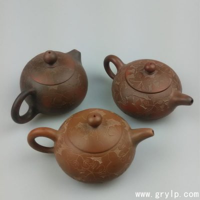 葫芦壶-钦州坭兴陶茶壶,坭兴陶精品手工壶浮雕壶2
